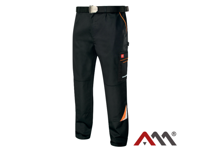 PROFESSIONAL BLACK 3026 — рабочие брюки до пояса, усиленные, с карманами под наколенники, чёрные