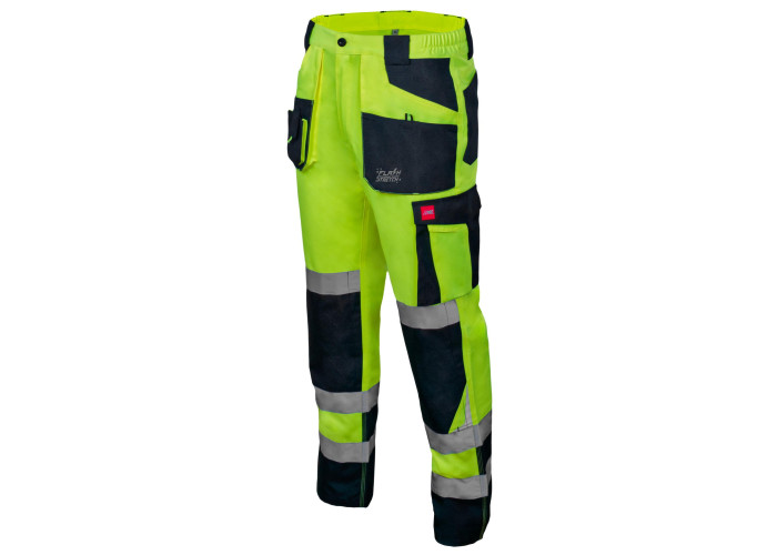 FLASH STRETCH SLIM 2099 — high visibility stretch slim waist work trousers, yellow