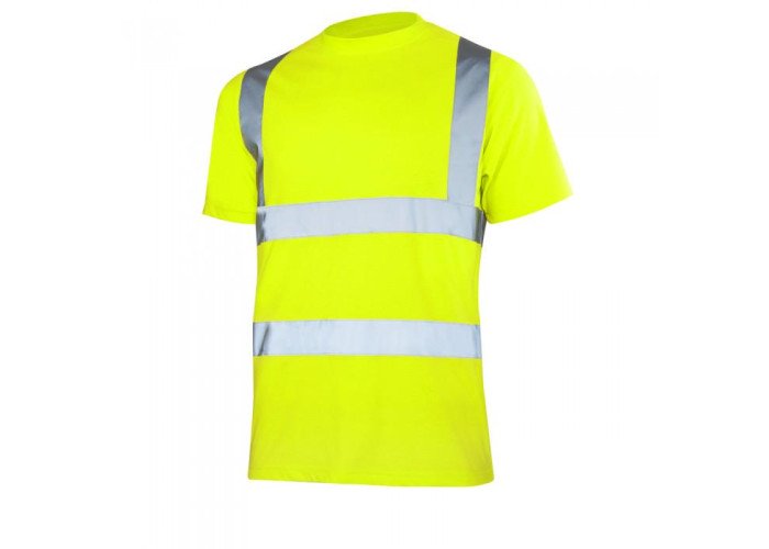 T-REF 5004 — high-visibility work T-shirt with reflective stripes, yellow