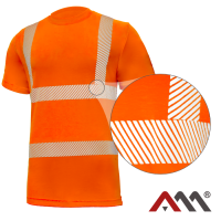 T-REF TT 4716 — short sleeve reflective work T-shirt with segmented tapes, orange