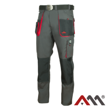 ART.MAS CLASSIC RED — робочі штани до пояса, посилені, з кишенями під наколінники, графітові з червоним