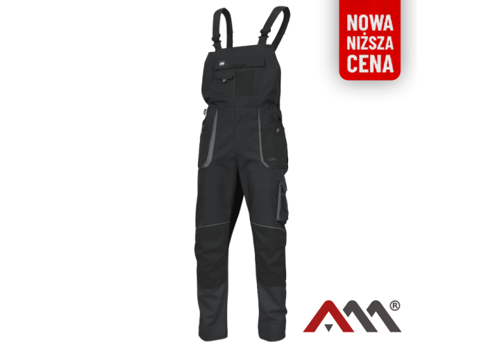 ART.MAS CLASSIC 100 SLIM — рабочий полукомбинезон, 100% хлопок, Slim Fit, с наколенниками, графитово-чёрный
