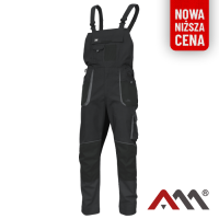 ART.MAS CLASSIC 100 SLIM — рабочий полукомбинезон, 100% хлопок, Slim Fit, с наколенниками, графитово-чёрный