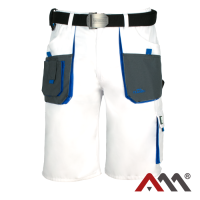 ART.MAS CLASSIC WHITE — рабочие шорты до колен, Canvas 270 г/м², усиленные Oxford 600D, бело-серые