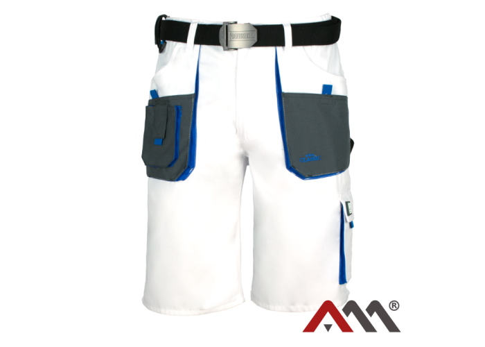 ART.MAS CLASSIC WHITE — рабочие шорты до колен, Canvas 270 г/м², усиленные Oxford 600D, бело-серые