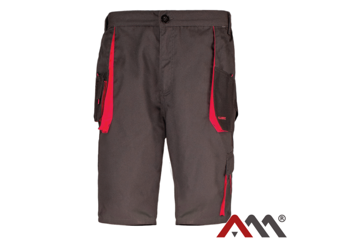 ART.MAS CLASSIC RED — робочі шорти до колін, посилені, Canvas 270 г/м², графітові з червоними вставками