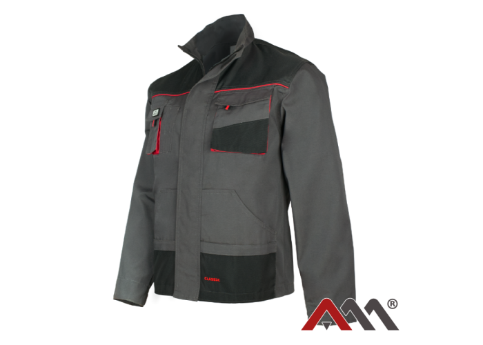 ART.MAS CLASSIC RED — reinforced canvas work jacket, graphite/red