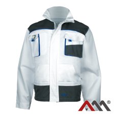 ART.MAS CLASSIC WHITE — рабочая куртка с усилениями, Canvas 270 г/м², бело-серая с синими вставками