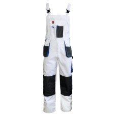 ART.MAS CLASSIC WHITE — canvas work bib trousers with knee pad pockets, white/grey