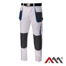 ART.MAS CLASSIC WHITE — рабочие брюки до пояса, Canvas 270 г/м², с карманами под наколенники, бело-серые