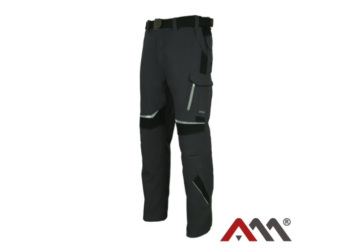 LEMARS PROTECT 4729 — Ripstop work trousers with knee pad pockets, grey-black