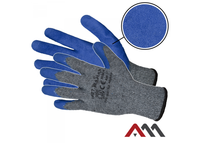 RWgrip — cotton-polyester latex coated work gloves, rough grip, blue