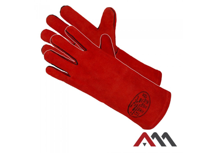 REFLEX-RED — сварочные перчатки из спилковой кожи КРС, длинный манжет 35 см, кат.2