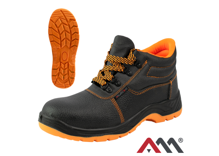 COMFORT ORANGE — safety work boots SB SRC with steel toe cap, black