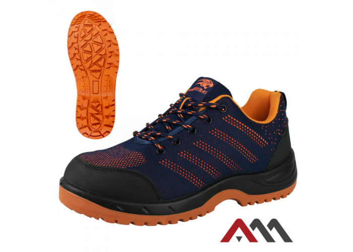 BTEX Pas — защитные рабочие полуботинки с металлическим подноском, Fly-knit, синие
