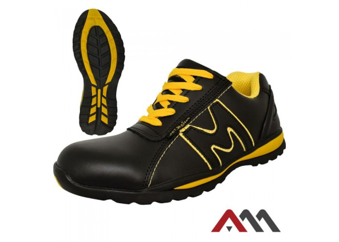 BSport 3B — leather safety work shoes with steel toe cap, black