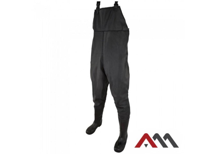 Wodery — PVC rubber waders with trousers, black
