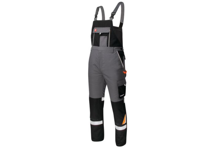 PROFESSIONAL REF OC 3288 — утеплённые рабочие полукомбинезоны CANVAS со светоотражающими элементами и карманами под наколенники