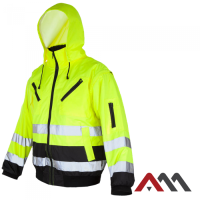 FLASH BI SHORT 2586 — insulated high-visibility bomber jacket with detachable lining and sleeves EN ISO 20471, yellow