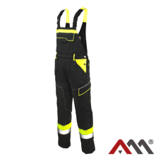 UNIVERSAL OC 4016 — insulated winter work bib overalls OXFORD 300D, hi-vis black-yellow