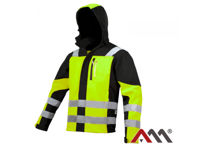 CLASSIC-VIS 1784 — зимова сигнальна куртка softshell TPU 3000 мм, чорно-жовта