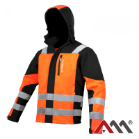 CLASSIC-VIS 1736 — зимняя сигнальная куртка softshell TPU 3000 мм, чёрно-оранжевая