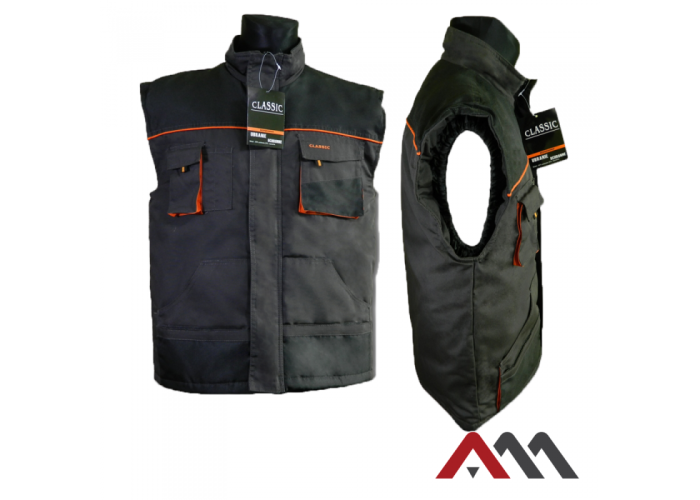 CLASSIC 1393 — зимовий утеплений робочий жилет CANVAS 270 г/м², графітовий