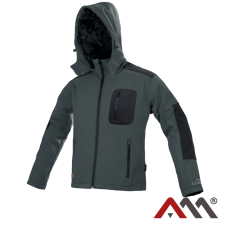 CLASSIC 1598 — зимова робоча куртка softshell microfleece 3000 мм, сіра з чорними вставками