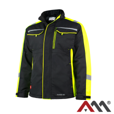 CLASSIC-VIS OC LONG 1703 — long insulated hi-vis winter work jacket CANVAS 270 g/m², yellow-black