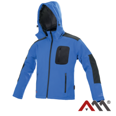 CLASSIC 1593 — зимняя рабочая куртка softshell microfleece 3000 мм, синяя с чёрными вставками