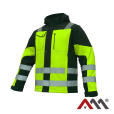 CLASSIC-VIS WIN 1765 — insulated hi-vis winter softshell jacket 3000 mm, yellow-black