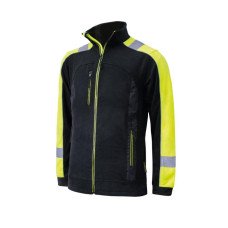 CLASSWORK 4969 — high visibility fleece jacket with reflective elements, black