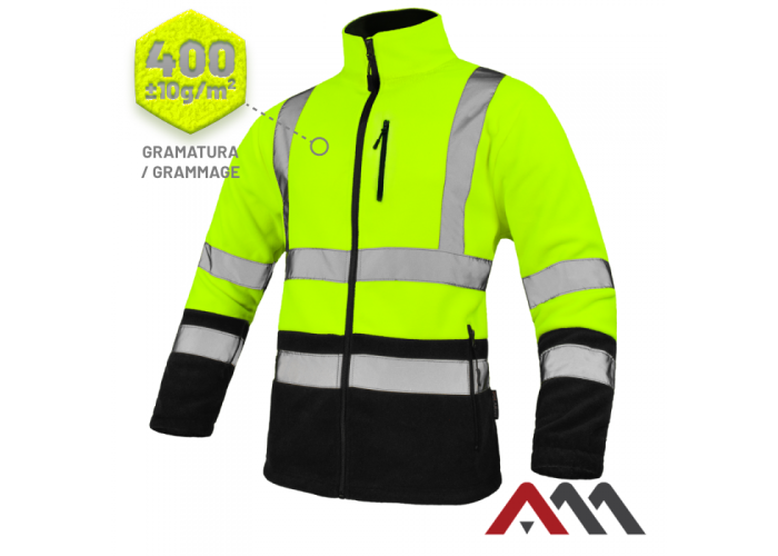 REF 2778 — тёплая сигнальная флисовая кофта повышенной видимости 400 г/м², жёлтая