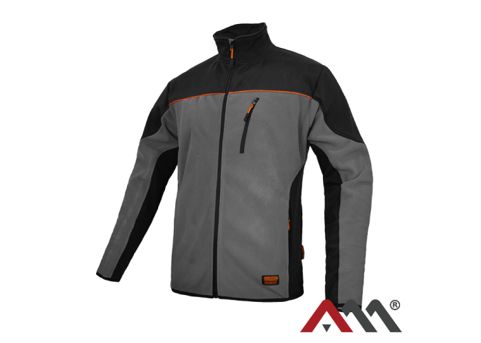 CLASPRO 1275 — флисовая куртка с вставками softshell 300 г/м², серо-чёрная