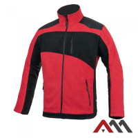 JOCKER 2753 — fleece jacket with Oxford reinforcements 300 g/m², red-black