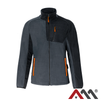 ASYMETRIC 2698 — fleece jacket 300 g/m² with stand-up collar, grey-black