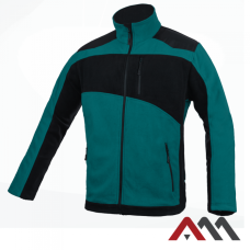 JOCKER 2738 — fleece jacket with Oxford reinforcements 300 g/m², aquamarine-black