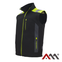 CLASSWORK BZR Softshell — утеплённый рабочий жилет softshell с TPU мембраной, чёрно-жёлтый