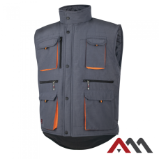 ALBATROS 2 Grey — утеплённый рабочий жилет из хлопково-полиэстеровой ткани, серый