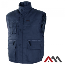 ALBATROS Blue — insulated work vest with extended back, blue