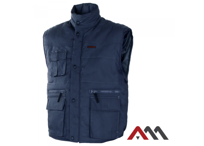 ALBATROS Blue — утеплённый рабочий жилет с удлинённой спинкой, синий