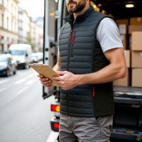 HYBRIDE BZR Black — hybrid insulated work vest Softshell + Ripstop, black