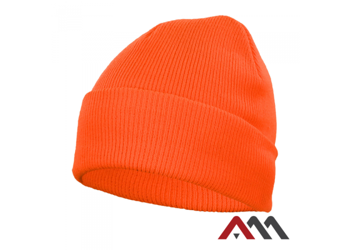 Шапка зимова флуоресцентна CZDz ORANGE — сигнальна в’язана шапка 100% акрил CE Cat.I