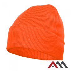 CZDz ORANGE fluorescent winter hat — high visibility knitted beanie 100% acrylic CE Cat.I