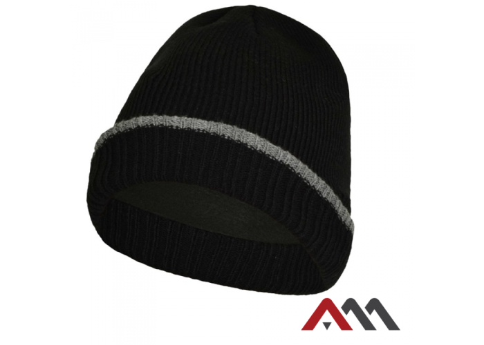CzDzD insulated winter hat — thick knitted beanie 100% acrylic grey-black CE Cat.I