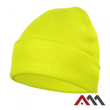 Шапка зимова флуоресцентна CzDz YELLOW — сигнальна в’язана шапка 100% акрил CE Cat.I