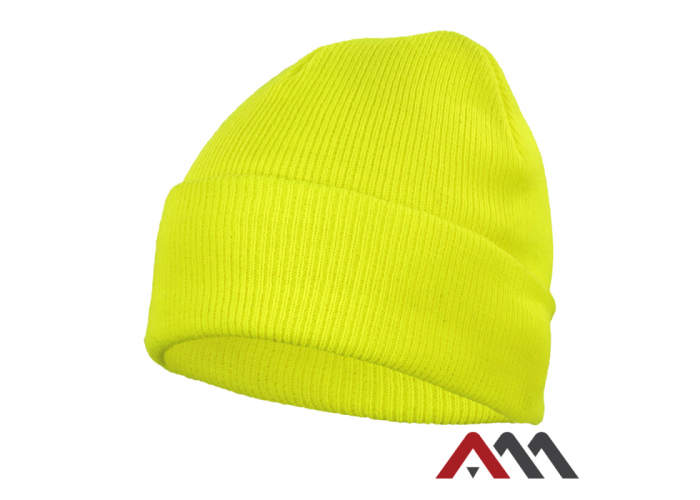 Шапка зимова флуоресцентна CzDz YELLOW — сигнальна в’язана шапка 100% акрил CE Cat.I