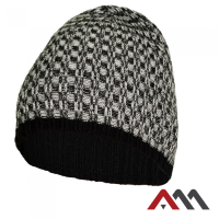 CzDz Double winter hat — double-layer knitted beanie 100% acrylic white-black CE Cat.I
