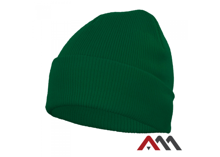 Шапка зимова CzDz GREEN — двошарова в’язана шапка 100% акрил зелена CE Cat.I