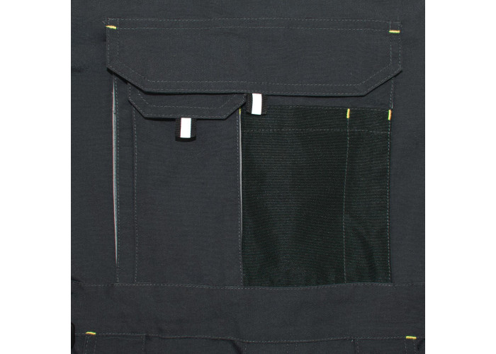 CLASSIC GREY 5207 — reinforced work bib overalls 260 g/m² with knee pad pockets